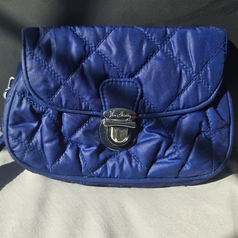 Vera Bradley Puffy Wristlet Lapis Blue Quilted Microfiber For Party Vacation